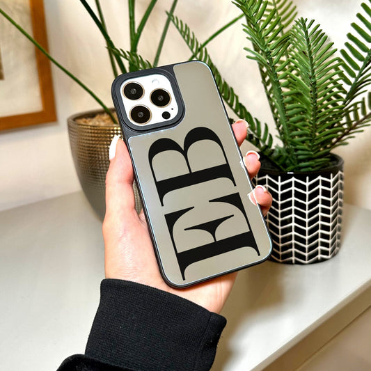 Large Initial Mirror Phone Case for iPhone 15 14 13 12 11 11 Pro Max Mini 7 8 XR XS X Shockproof Phone Cover for Make Up Customised Monogram