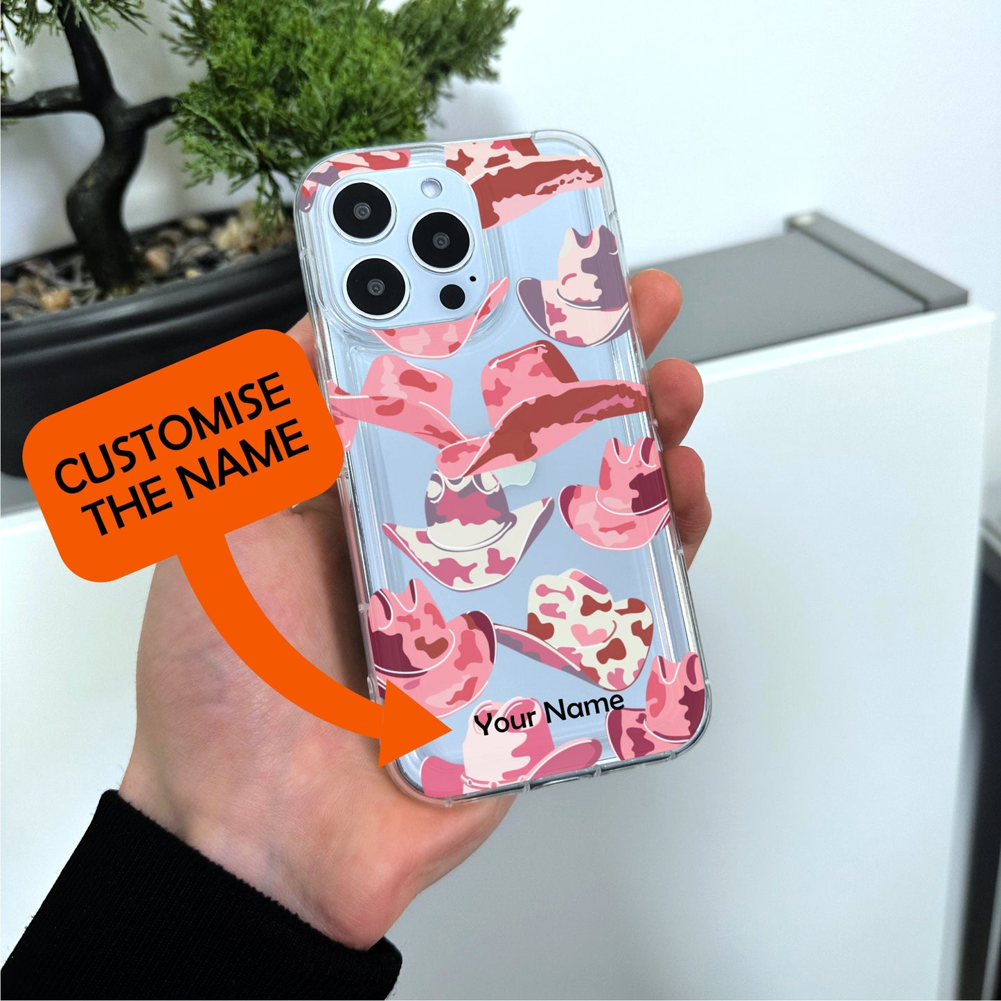 Cowgirl Clear Phone Case for iPhone 15 14 13 12 11 11 Pro Max Mini 7 8 XR XS X Shockproof Silicone Phone Cover Custom Name