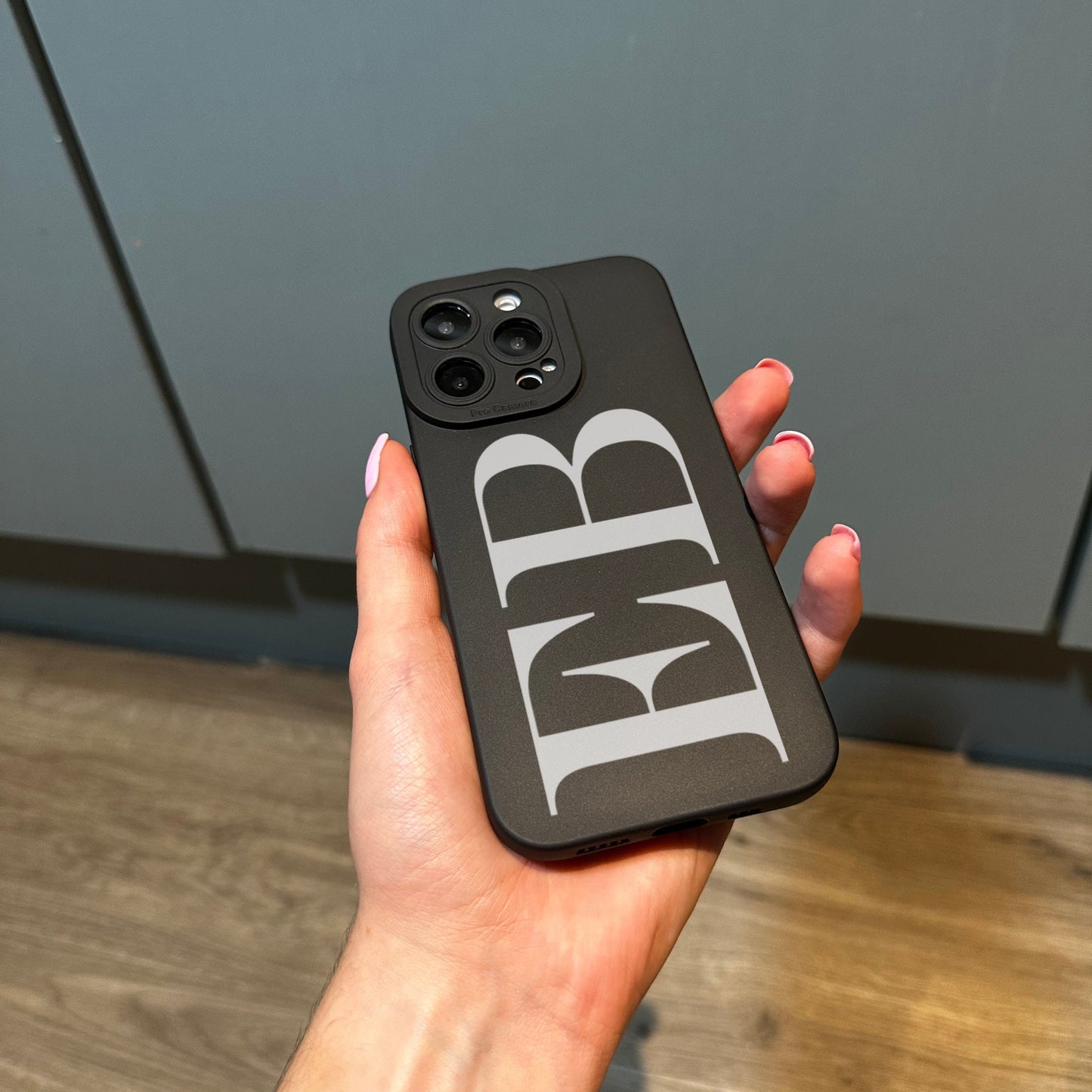 Personalised Large Initial Black Phone Case for iPhone 17 16 15 14 13 12 11 11 Pro Max Mini 7 8 XR XS X Shockproof Phone Cover Monogram Case