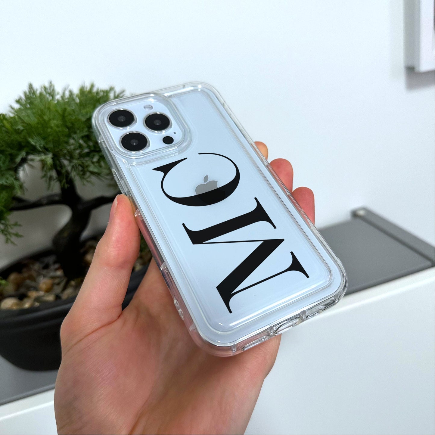 Personalised Large Initial Clear Phone Case for iPhone 15 14 13 12 11 11 Pro Max Mini 7 8 XR XS X Shockproof Phone Cover Monogram Phone Case
