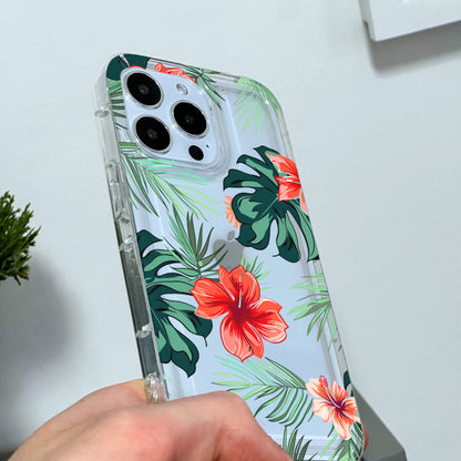 Hawaiian Aloha Flowers Summer Clear Phone Case for iPhone 15 14 13 12 11 11 Pro Max Mini 7 8 XR Shockproof Silicone Phone Cover Custom Name