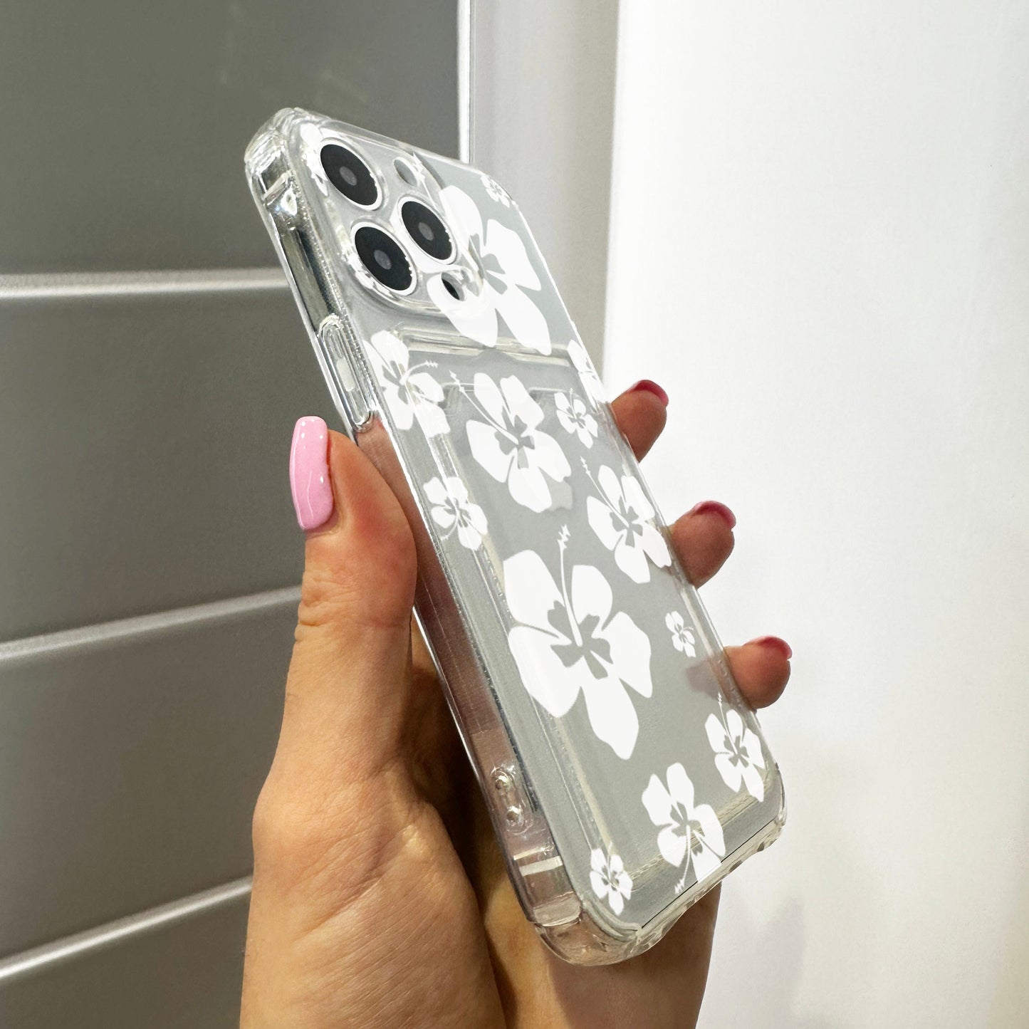 Hawaiian Aloha Flowers Card Holder Phone Case for iPhone 17 16 15 14 13 12 11 11 Pro Max Mini 7 8 Wallet Shockproof Phone Cover Custom Name