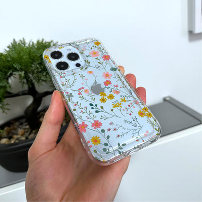Dainty Floral Pattern Clear Phone Case for iPhone 17 16 15 14 13 12 11 11 Pro Max Mini 7 8 XR XS X Shockproof Phone Cover with Custom Name