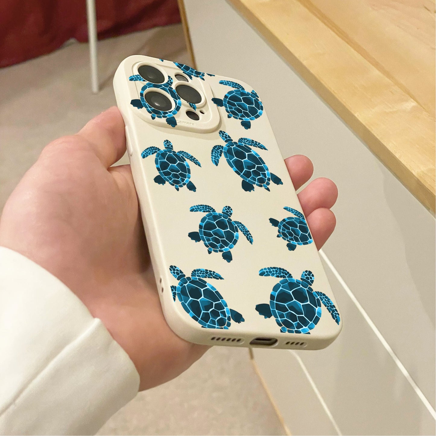 Turtle Pattern Beige Phone Case for iPhone 16 15 14 13 12 11 11 Pro Max Mini 7 8 XR XS X Shockproof Phone Cover with Customised Name