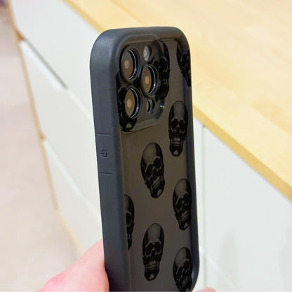Skull Gothic Black Thick Phone Case for iPhone 15 14 13 12 11 11 Pro Max Mini 7 8 XR XS X Shockproof Phone Cover with Customised Name