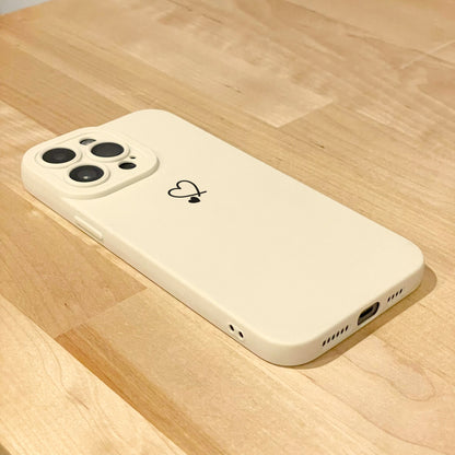 Small Heart Beige Phone Case for iPhone 17 16 15 14 13 12 11 11 Pro Max Mini 7 8 XR XS X Shockproof Phone Cover with Personalised Name