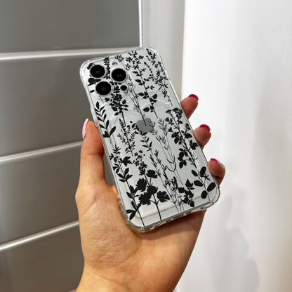 Floral Cute Wild Flower Card Holder Phone Case for iPhone 17 16 15 14 13 12 11 Pro Max Mini Wallet Shockproof Phone Cover with Custom Name