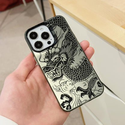 Black Dragon Print Phone Case for iPhone 15 14 13 12 11 11 Pro Max Mini 7 8 XR XS X Shockproof Phone Cover with Customised Name