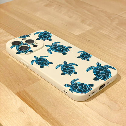 Turtle Pattern Beige Phone Case for iPhone 16 15 14 13 12 11 11 Pro Max Mini 7 8 XR XS X Shockproof Phone Cover with Customised Name