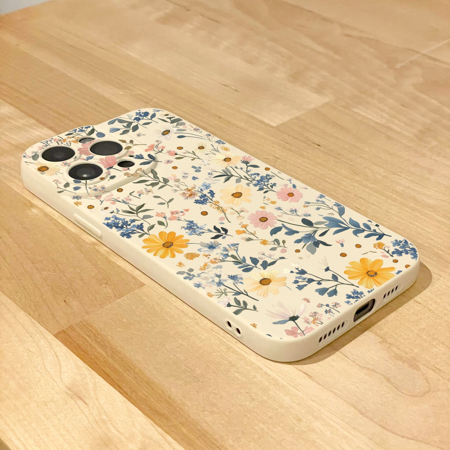 Floral Flower Beige Phone Case for iPhone 17 16 15 14 13 12 11 11 Pro Max Mini 7 8 XR XS X Shockproof Phone Cover with Personalised Name