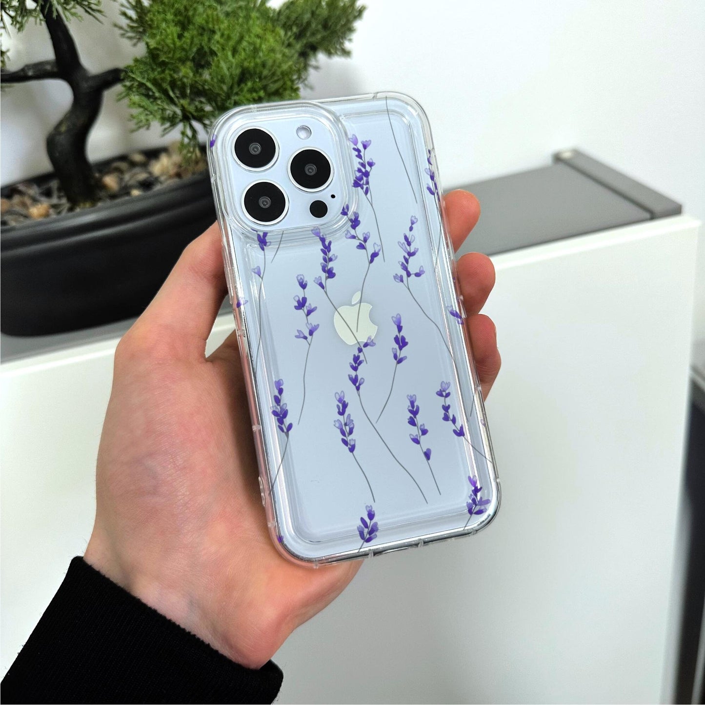 Lavender Flower Phone Case for iPhone 15 14 13 12 11 11 Pro Max Mini 7 8 XR XS X Shockproof Silicone Phone Cover Floral Design