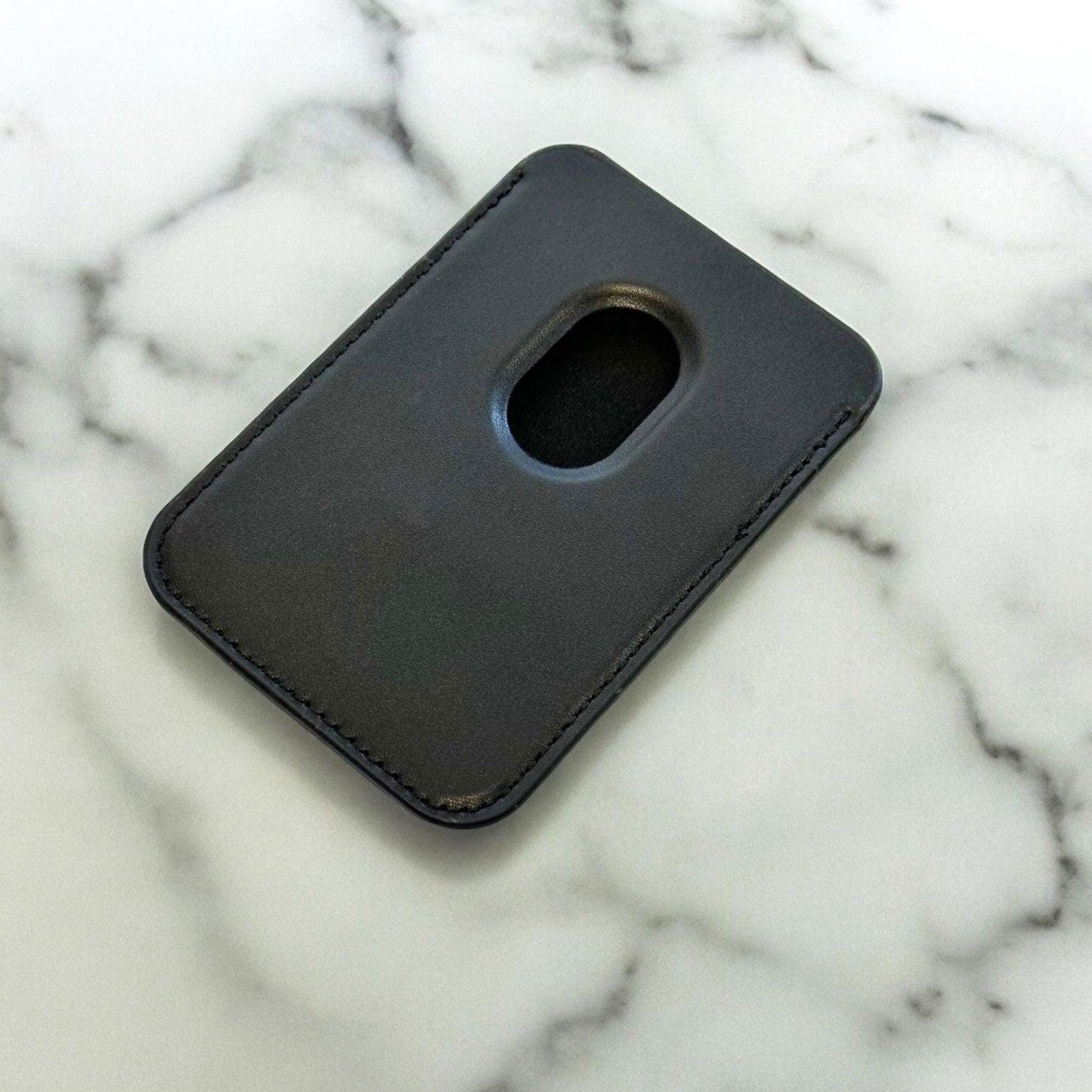 White Heart Print Black MagSafe Wallet Vegan Leather MagSafe Wallet for iPhone 15 14 13 12 Magnetic iPhone Card Holder with Custom Name