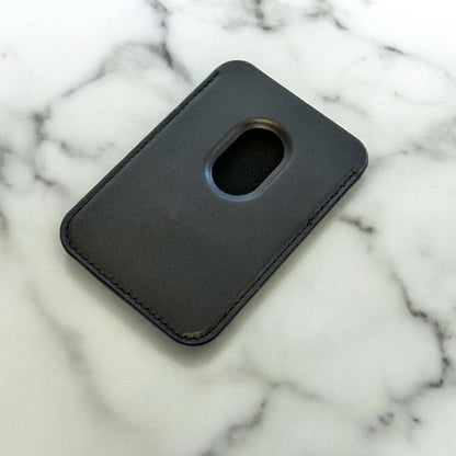 White Heart Print Black MagSafe Wallet Vegan Leather MagSafe Wallet for iPhone 15 14 13 12 Magnetic iPhone Card Holder with Custom Name