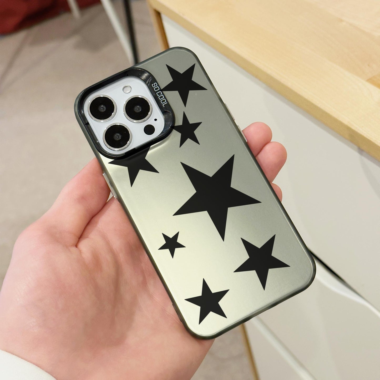 Black Star Pattern Phone Case for iPhone 15 14 13 12 11 11 Pro Max Mini 7 8 XR XS X Shockproof Phone Cover with Customised Name