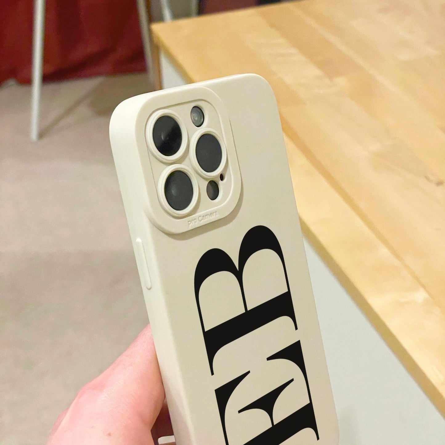 Personalised Large Initial Beige Phone Case for iPhone 17 16 15 14 13 12 11 11 Pro Max Mini 7 XR Shockproof Phone Cover Monogram Phone Case