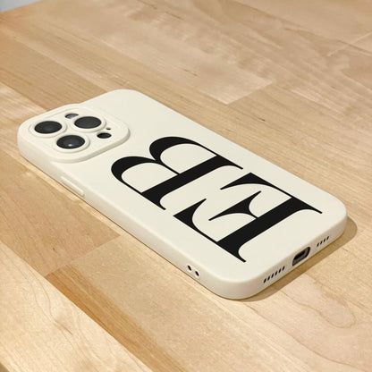 Personalised Large Initial Beige Phone Case for iPhone 17 16 15 14 13 12 11 11 Pro Max Mini 7 XR Shockproof Phone Cover Monogram Phone Case