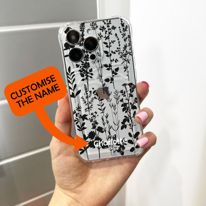 Floral Cute Wild Flower Card Holder Phone Case for iPhone 17 16 15 14 13 12 11 Pro Max Mini Wallet Shockproof Phone Cover with Custom Name