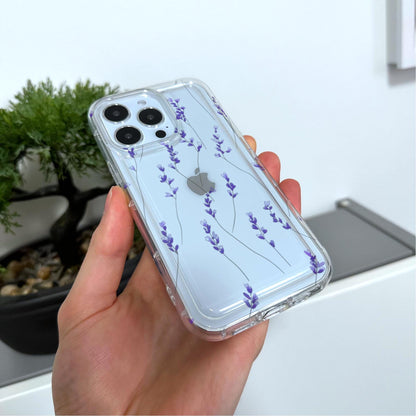 Lavender Flower Phone Case for iPhone 15 14 13 12 11 11 Pro Max Mini 7 8 XR XS X Shockproof Silicone Phone Cover Floral Design