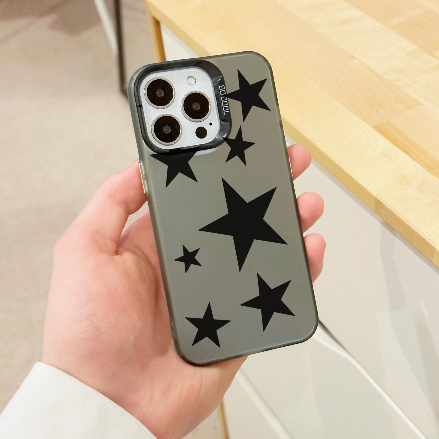 Black Star Pattern Phone Case for iPhone 15 14 13 12 11 11 Pro Max Mini 7 8 XR XS X Shockproof Phone Cover with Customised Name