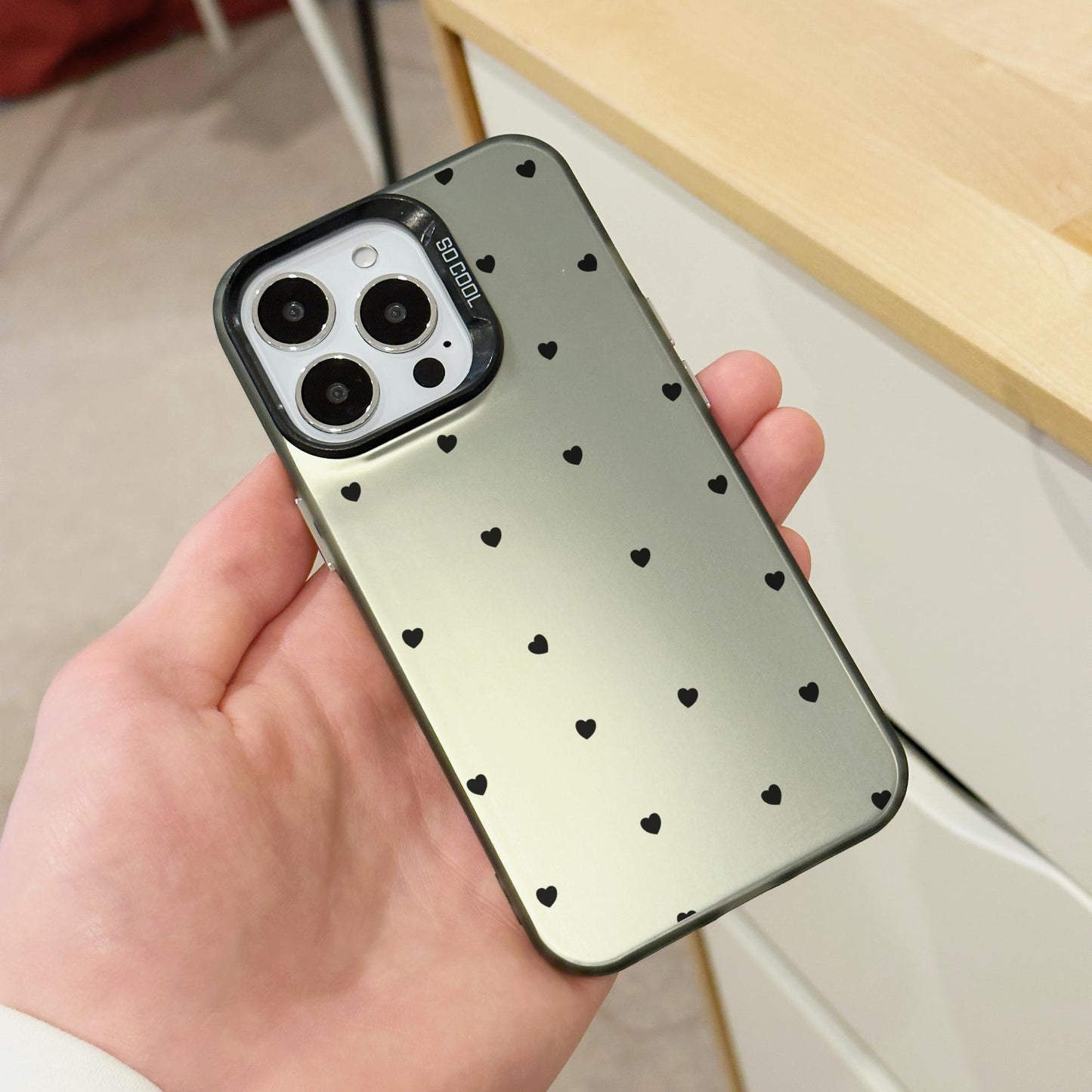 Small Black Heart Phone Case for iPhone 15 14 13 12 11 11 Pro Max Mini 7 8 XR XS X Shockproof Phone Cover with Customised Name