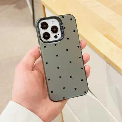 Small Black Heart Phone Case for iPhone 15 14 13 12 11 11 Pro Max Mini 7 8 XR XS X Shockproof Phone Cover with Customised Name