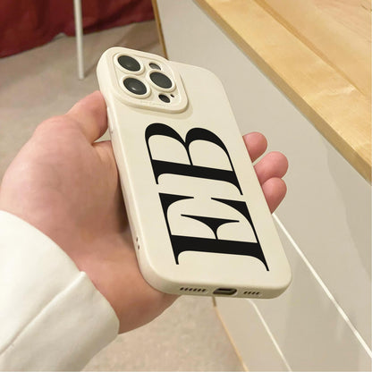 Personalised Large Initial Beige Phone Case for iPhone 17 16 15 14 13 12 11 11 Pro Max Mini 7 XR Shockproof Phone Cover Monogram Phone Case