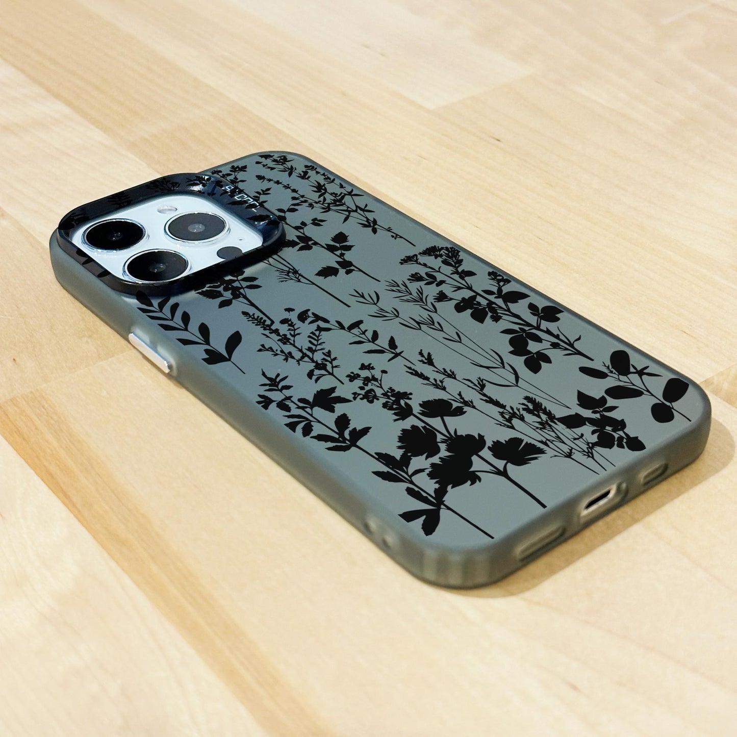 Black Wild Flower Phone Case for iPhone 15 14 13 12 11 11 Pro Max Mini 7 8 XR XS X Shockproof Phone Cover with Customised Name