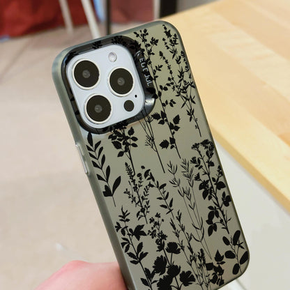 Black Wild Flower Phone Case for iPhone 15 14 13 12 11 11 Pro Max Mini 7 8 XR XS X Shockproof Phone Cover with Customised Name