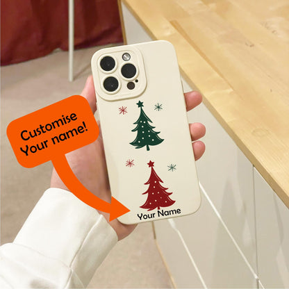 Christmas Tree Beige Phone Case for iPhone 16 15 14 13 12 11 11 Pro Max Mini 7 8 SE XR XS X Shockproof Phone Cover