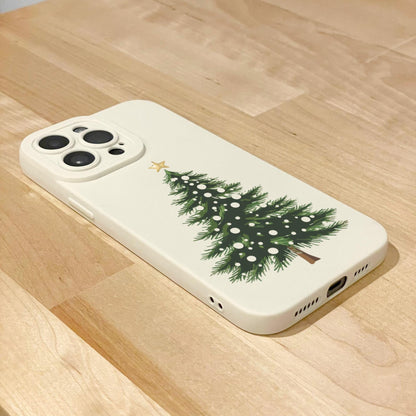 Christmas Tree Festive Beige Phone Case for iPhone 16 15 14 13 12 11 11 Pro Max Mini 7 8 SE XR XS X Shockproof Phone Cover With Custom Name