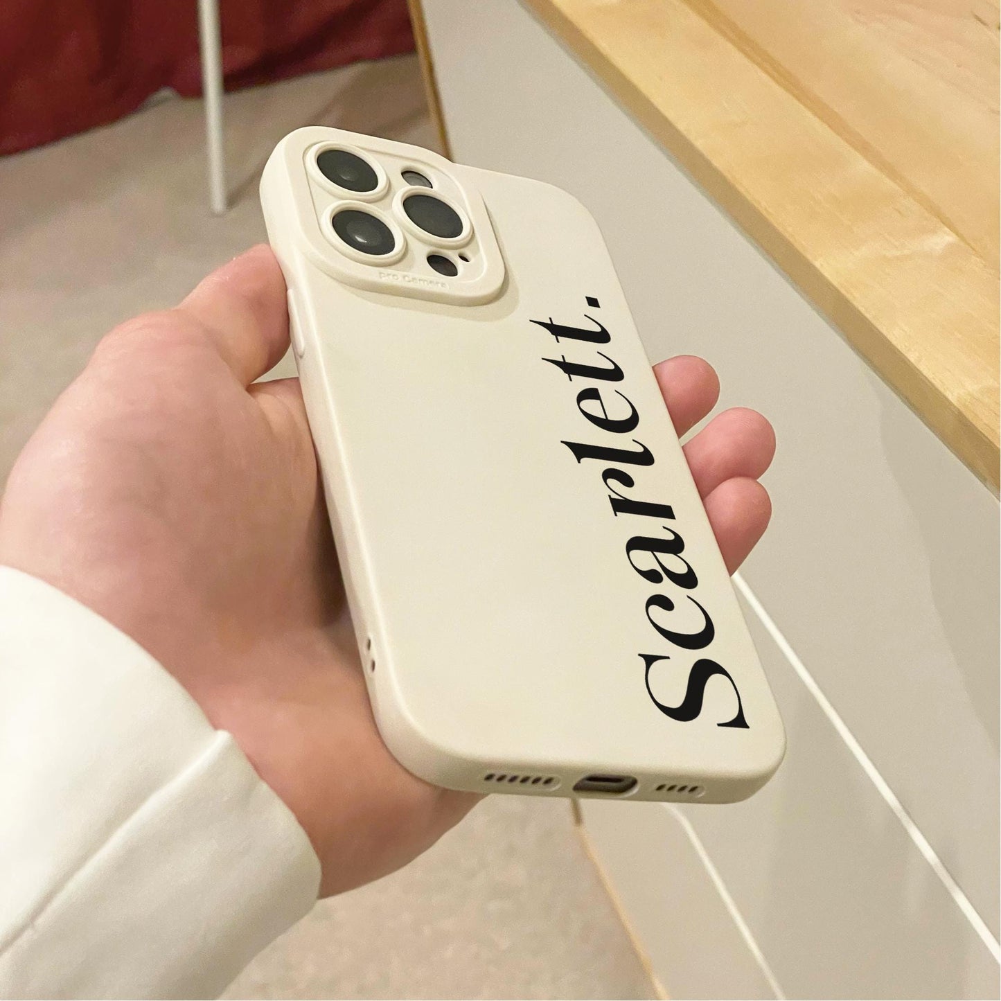 Personalised Name Beige Phone Case for iPhone 17 16 15 14 13 12 11 11 Pro Max Mini 7 8 XR X Shockproof Phone Cover Custom Girls Phone Case