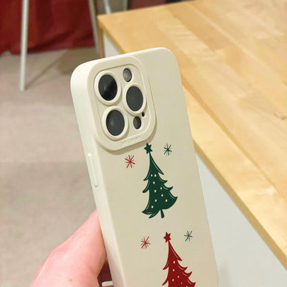 Christmas Tree Beige Phone Case for iPhone 16 15 14 13 12 11 11 Pro Max Mini 7 8 SE XR XS X Shockproof Phone Cover