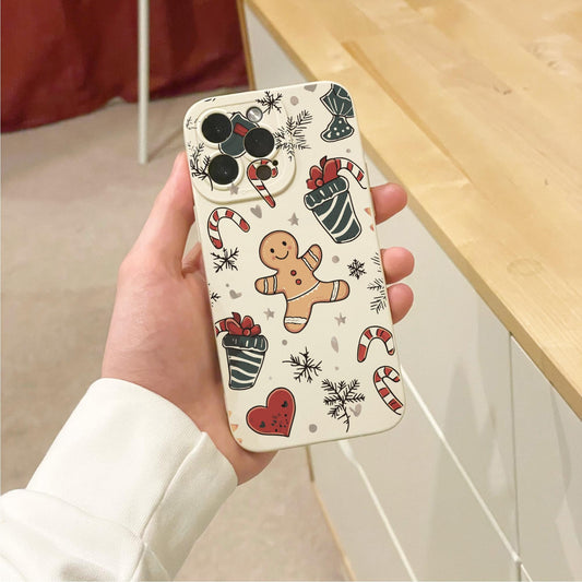 Christmas Gingerbread Candy Cane Phone Case for iPhone 16 15 14 13 12 11 11 Pro Max Mini 7 8 SE XR XS X Shockproof Phone Cover
