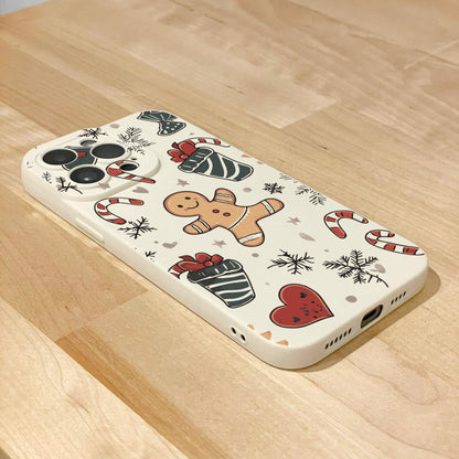 Christmas Gingerbread Candy Cane Phone Case for iPhone 16 15 14 13 12 11 11 Pro Max Mini 7 8 SE XR XS X Shockproof Phone Cover