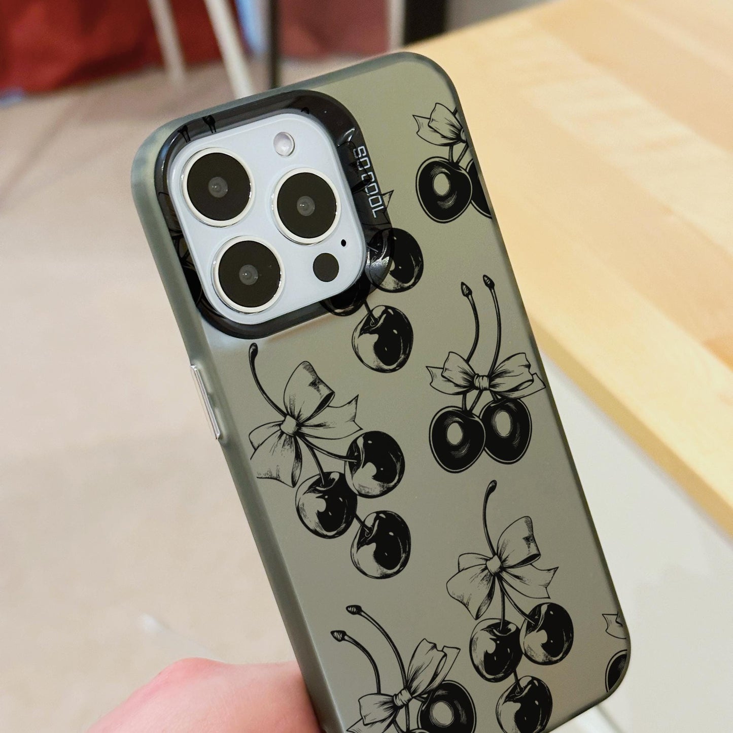 Cherry Bow Pattern Phone Case for iPhone 15 14 13 12 11 11 Pro Max Mini 7 8 XR XS X Shockproof Phone Cover with Customised Name