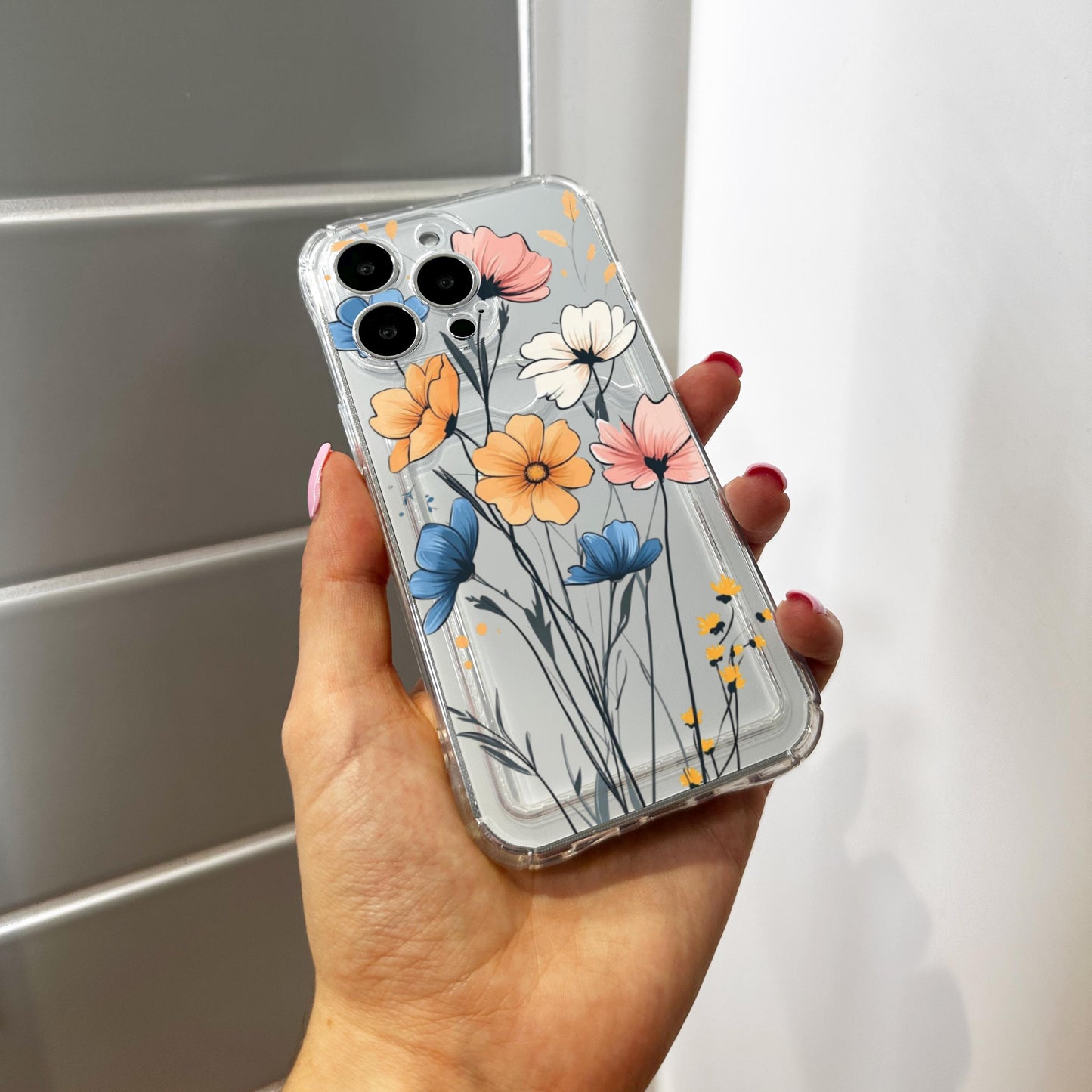 Floral Cute Card Holder Phone Case for iPhone 17 16 15 14 13 12 11 11 Pro Max Mini 7 8 XR XS X Wallet Shockproof Phone Cove Custom Name