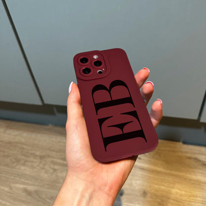 Personalised Large Initial Burgundy Phone Case for iPhone 17 16 15 14 13 12 11 11 Pro Max Mini 7 8 XR XS X Shockproof Monogram Phone Cover