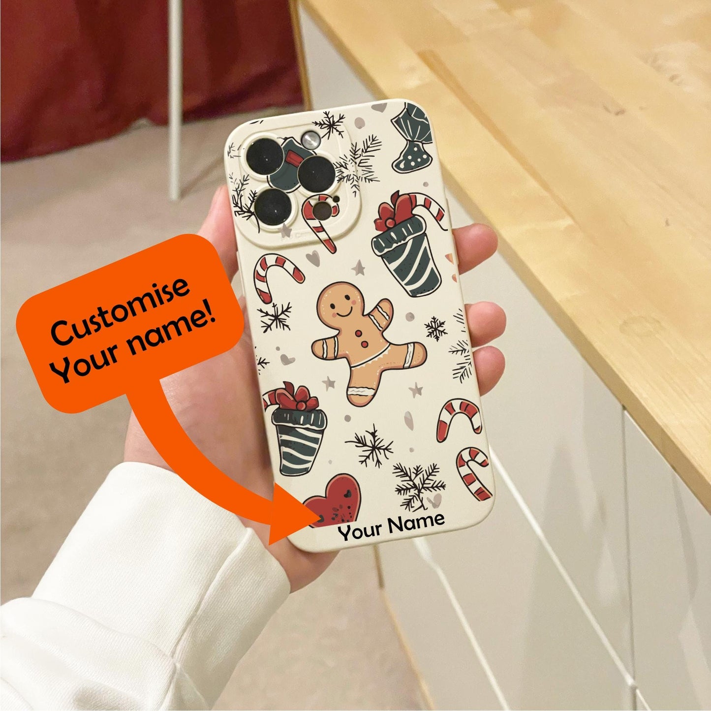 Christmas Gingerbread Candy Cane Phone Case for iPhone 16 15 14 13 12 11 11 Pro Max Mini 7 8 SE XR XS X Shockproof Phone Cover