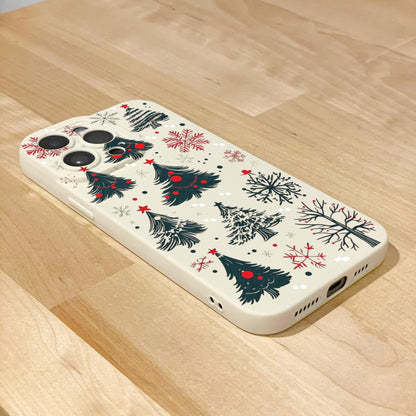 Christmas Tree Snowflake Beige Phone Case for iPhone 16 15 14 13 12 11 11 Pro Max Mini 7 8 SE XR XS X Shockproof Phone Cover