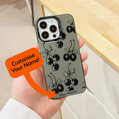 Cherry Bow Pattern Phone Case for iPhone 15 14 13 12 11 11 Pro Max Mini 7 8 XR XS X Shockproof Phone Cover with Customised Name