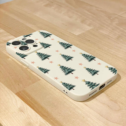 Christmas Tree Star Pattern Beige Phone Case for iPhone 16 15 14 13 12 11 11 Pro Max Mini XR XS X Shockproof Phone Cover