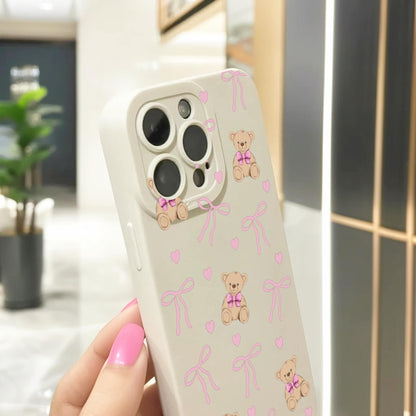 Pink Bow Pattern Phone Case for iPhone 17 16 15 14 13 12 11 11 Pro Max Mini 7 8 XR XS X Shockproof Phone Cover with Personalised Name