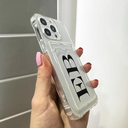 Personalised Large Initial Card Holder Phone Case for iPhone 17 16 15 14 13 12 11 11 Pro Max Mini 7 8 XR XS X Shockproof Monogram Phone Case