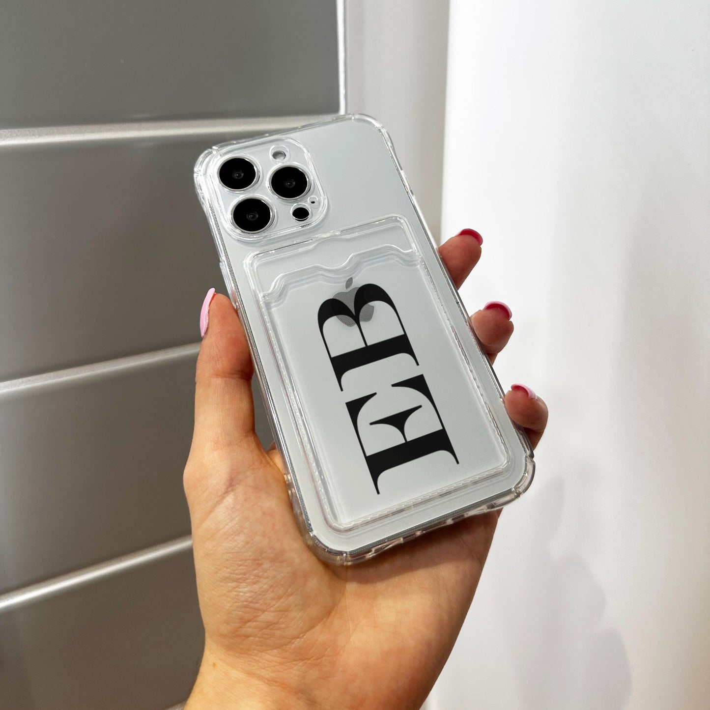 Personalised Large Initial Card Holder Phone Case for iPhone 17 16 15 14 13 12 11 11 Pro Max Mini 7 8 XR XS X Shockproof Monogram Phone Case