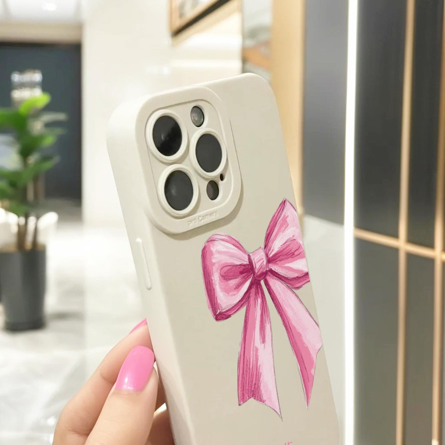 Personalised Name Pink Bow Phone Case for iPhone 17 16 15 14 13 12 11 11 Pro Max Mini 7 8 XR XS X Shockproof Phone Cover Custom Name