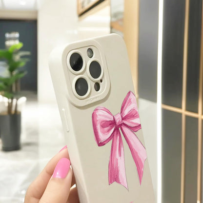 Personalised Name Pink Bow Phone Case for iPhone 17 16 15 14 13 12 11 11 Pro Max Mini 7 8 XR XS X Shockproof Phone Cover Custom Name
