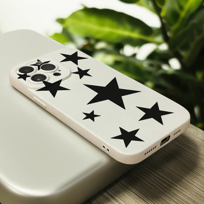 Black Star Pattern Phone Case for iPhone 17 16 15 14 13 12 11 11 Pro Max Mini 7 8 XR XS X Shockproof Phone Cover with Personalised Name