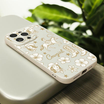 Cowgirl Western Floral Star Beige Phone Case for iPhone 17 16 15 14 13 12 11 11 Pro Max Mini 7 8 XR XS X Shockproof Phone Cover Custom Name