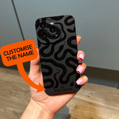 Black Snake Phone Case for iPhone 17 16 15 14 13 12 11 11 Pro Max Mini 7 8 XR XS X Shockproof Phone Cover with Personalised Name