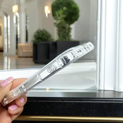 Pink & Purple Flowers with Gold Leaves Floral Clear Phone Case for iPhone 16 15 14 13 12 11 11 Pro Max Mini 7 8 XR X Wallet Shockproof Cover